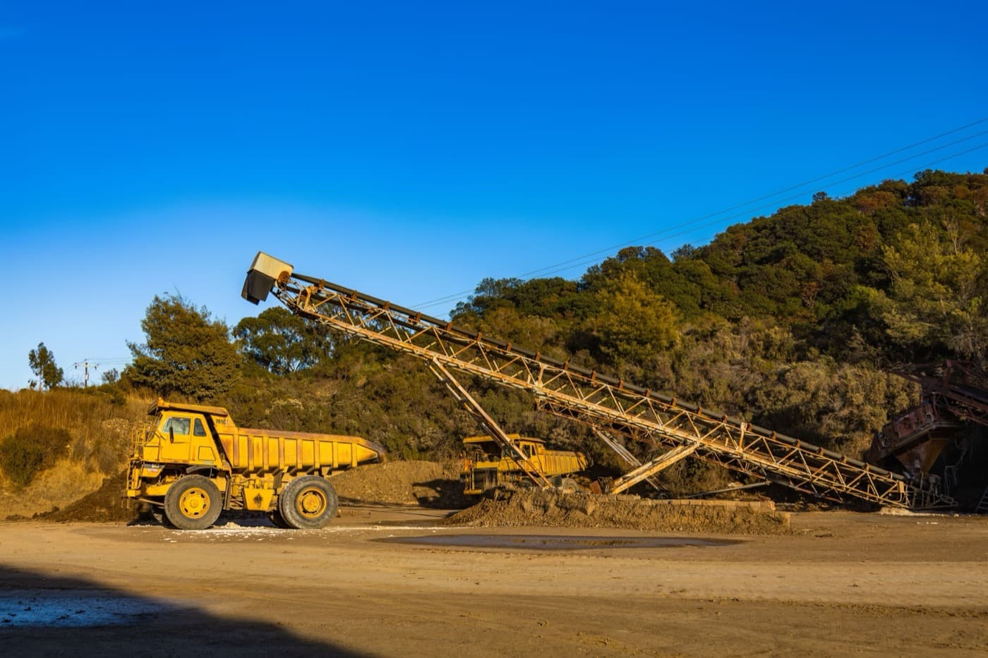 Heavy mining equipment at an industrial site