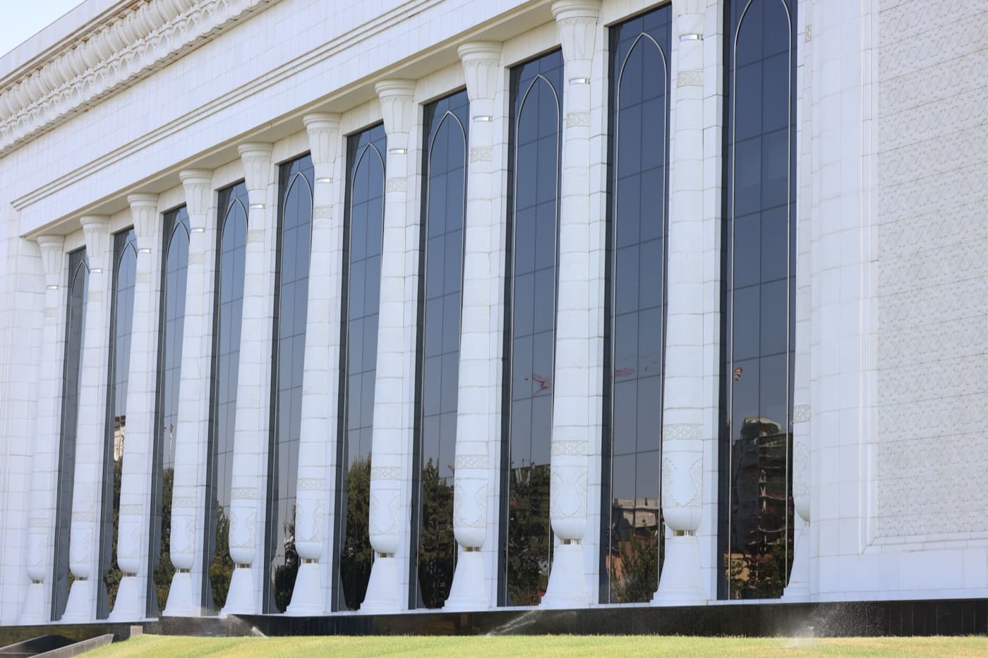 Modern civic architecture with reflective glass
